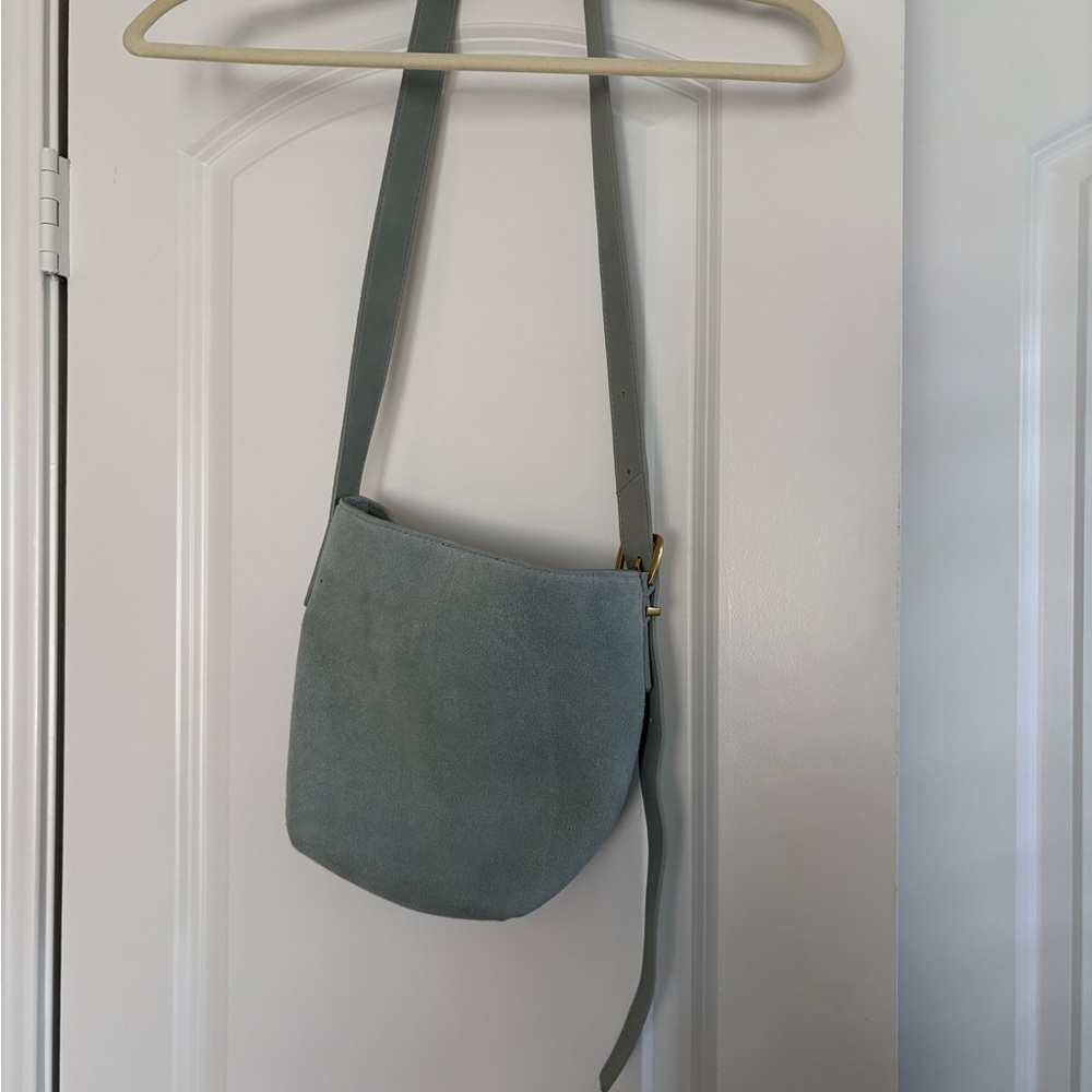 Margot New York blue suede bucket bag
